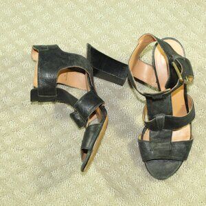 Nine West Women's 7M Black Strappy Ankle Strap 3" Heels